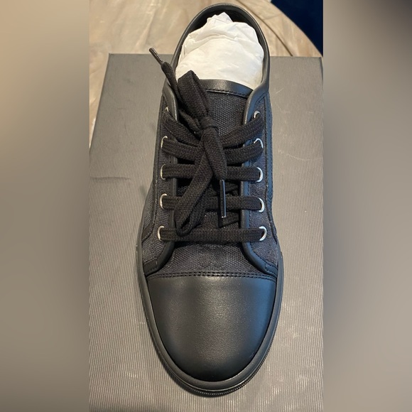 Gucci Black Canvas and Leather Sneaker NWT 36 1/2 womens - Picture 1 of 5